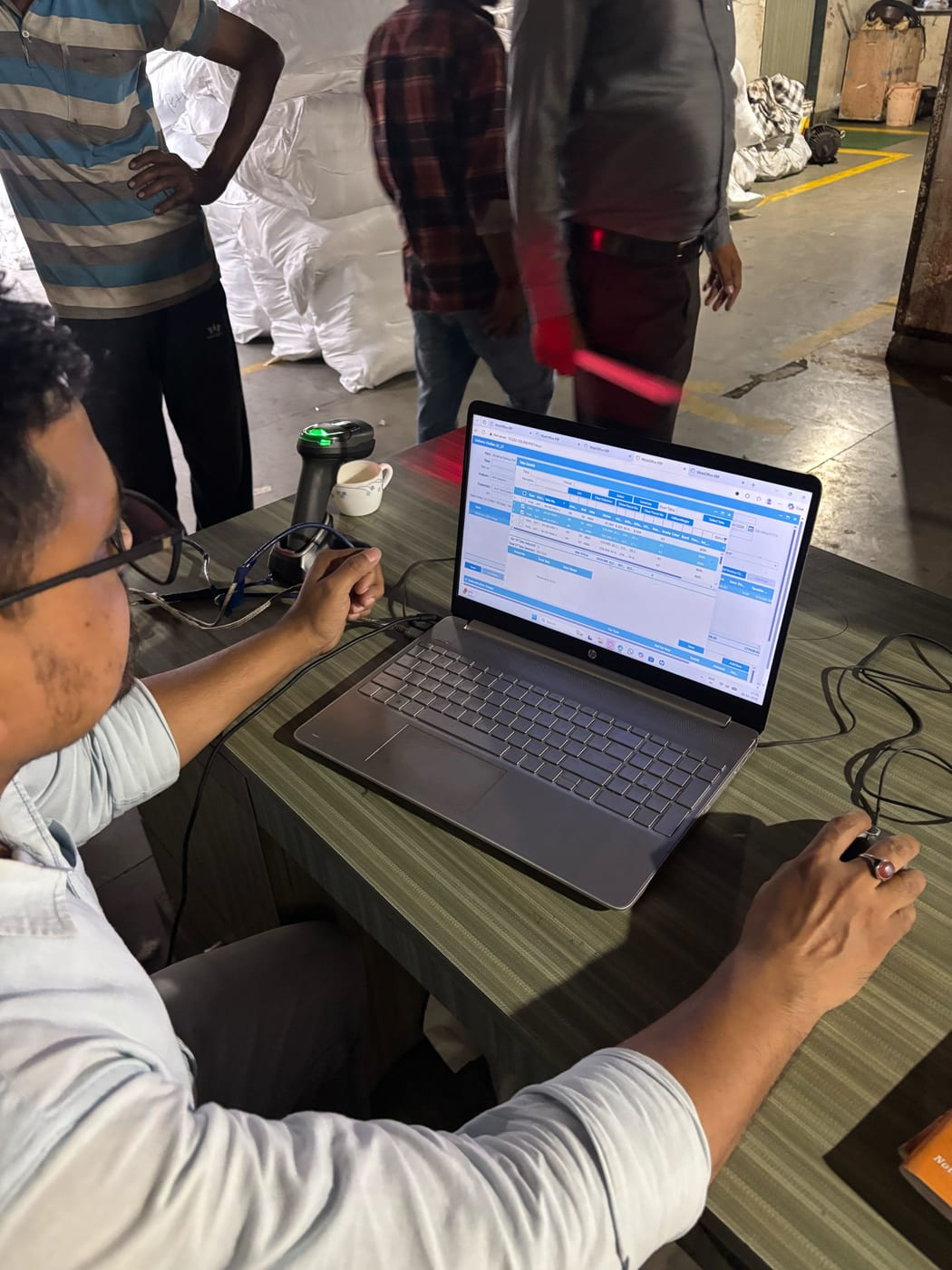 The barcode dispatch station at Anubha Fabrics, Surat