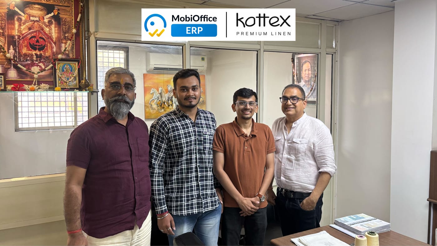The MobiOfficeHQ team with Yogesh Mittal and Madan Mohan Sharma at Kottex Industries